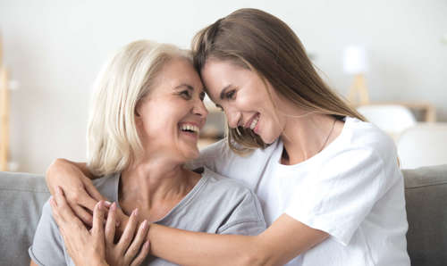 mother and daughter hugging