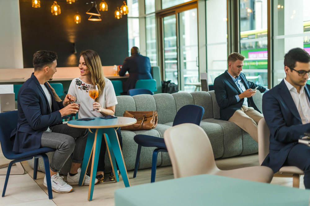 Guests drinking in The Terrace Bar at Apex City of Bath Hotel