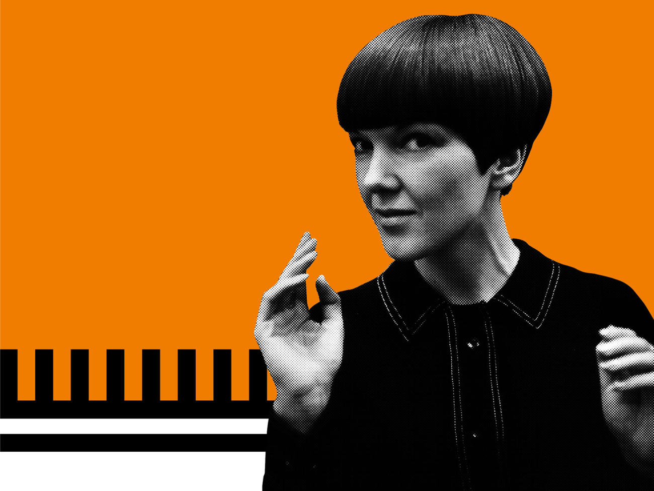 Mary Quant orange poster from V&A Dundee