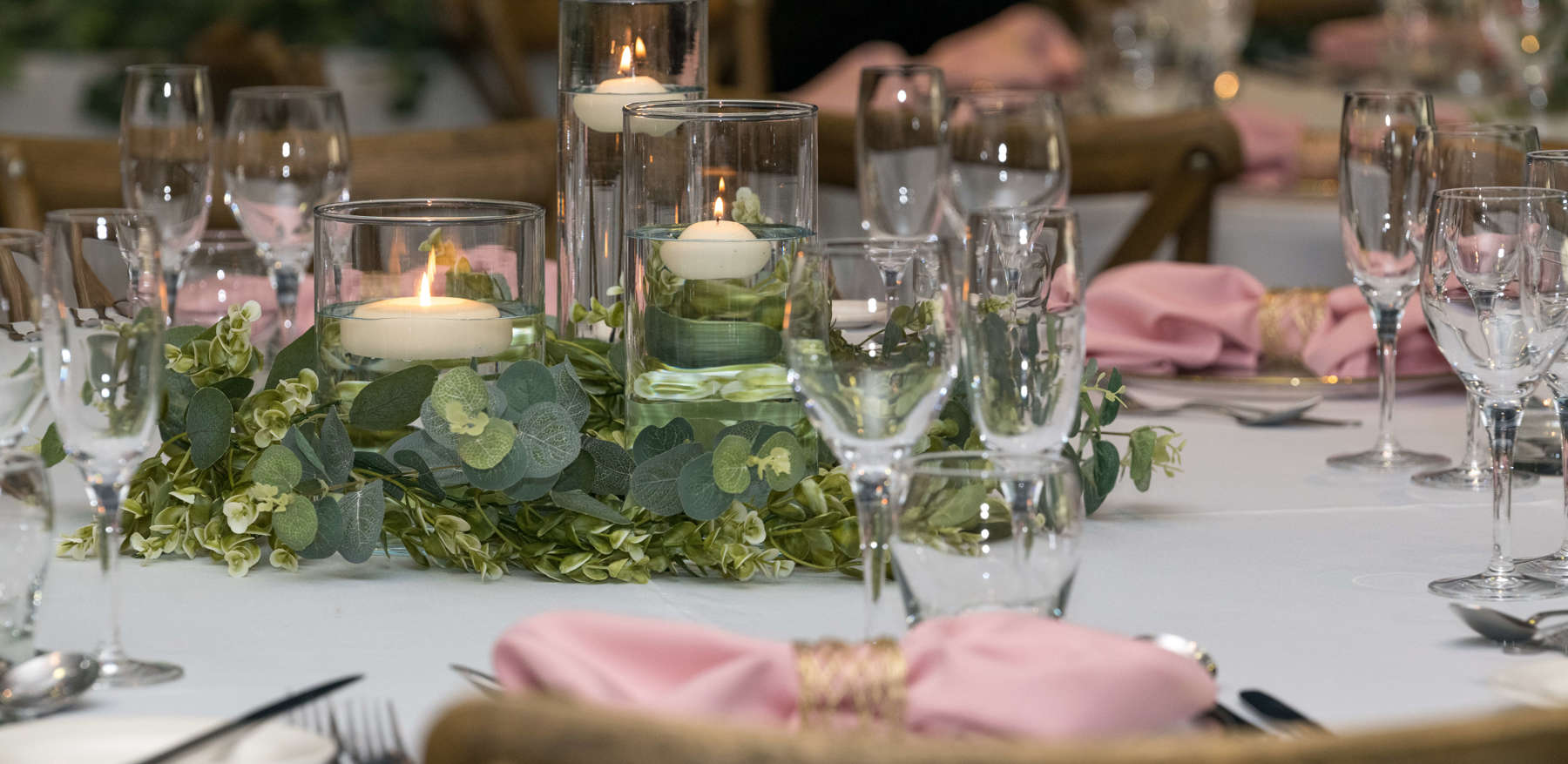 Table Settings With Greenery and Glasses