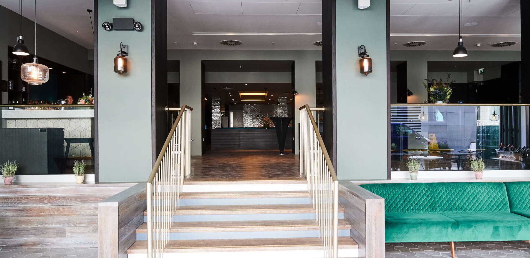 Entrance To Restaurant & Bar Up A Staircase