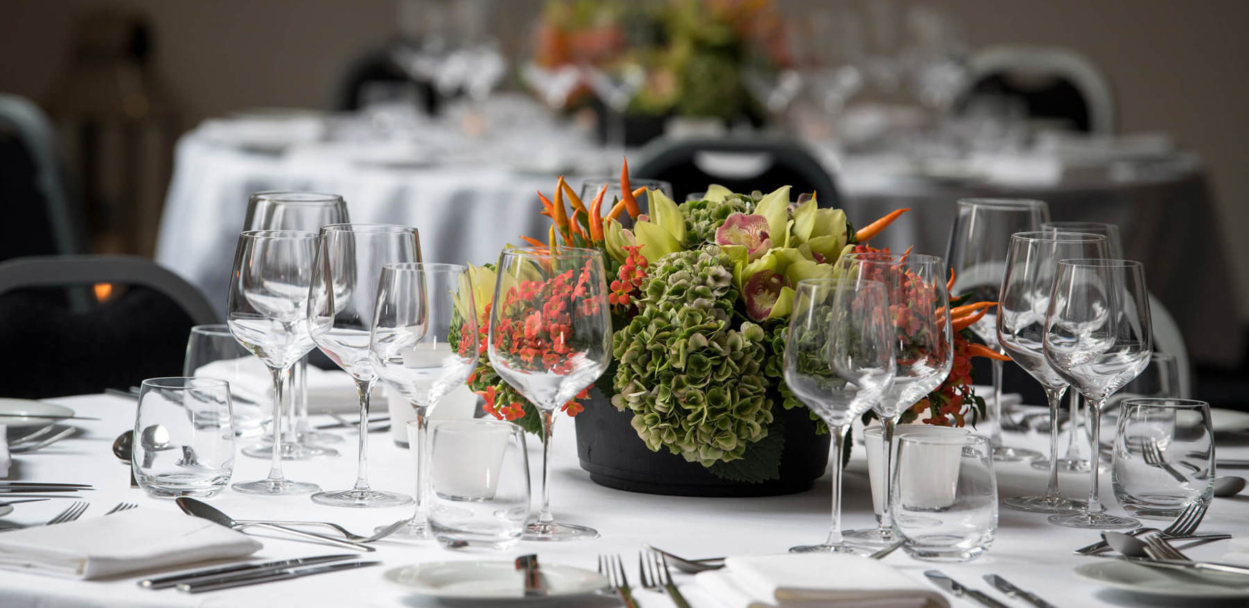 Wedding Table Setup With Floral Centre Piece