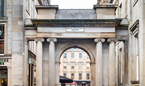 Royal Exchange Square in Glasgow Royal Exchange Square archway in Glasgow