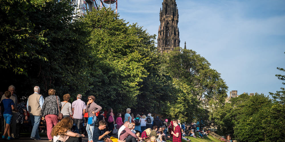 East Princes Street Gardens in Edinburgh in summer